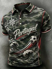 Men's Portugal Football Match Art Print Polo