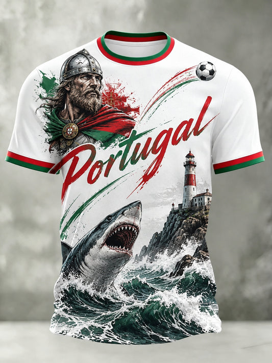 Men's Portugal Football Fan Art Print T-Shirt
