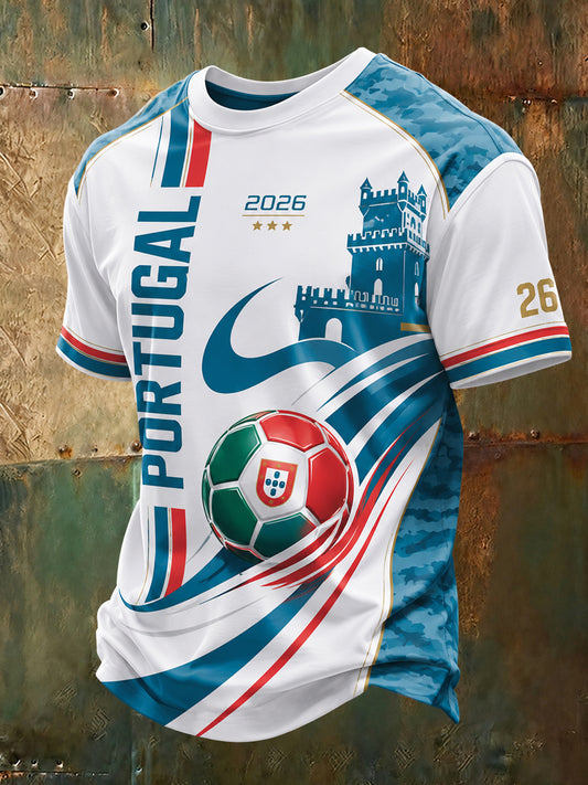 Men's Portugal Football Fan Art Print T-Shirt