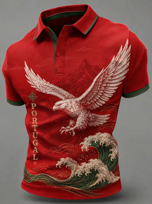 Men's Portugal Football Fan Art Print Polo