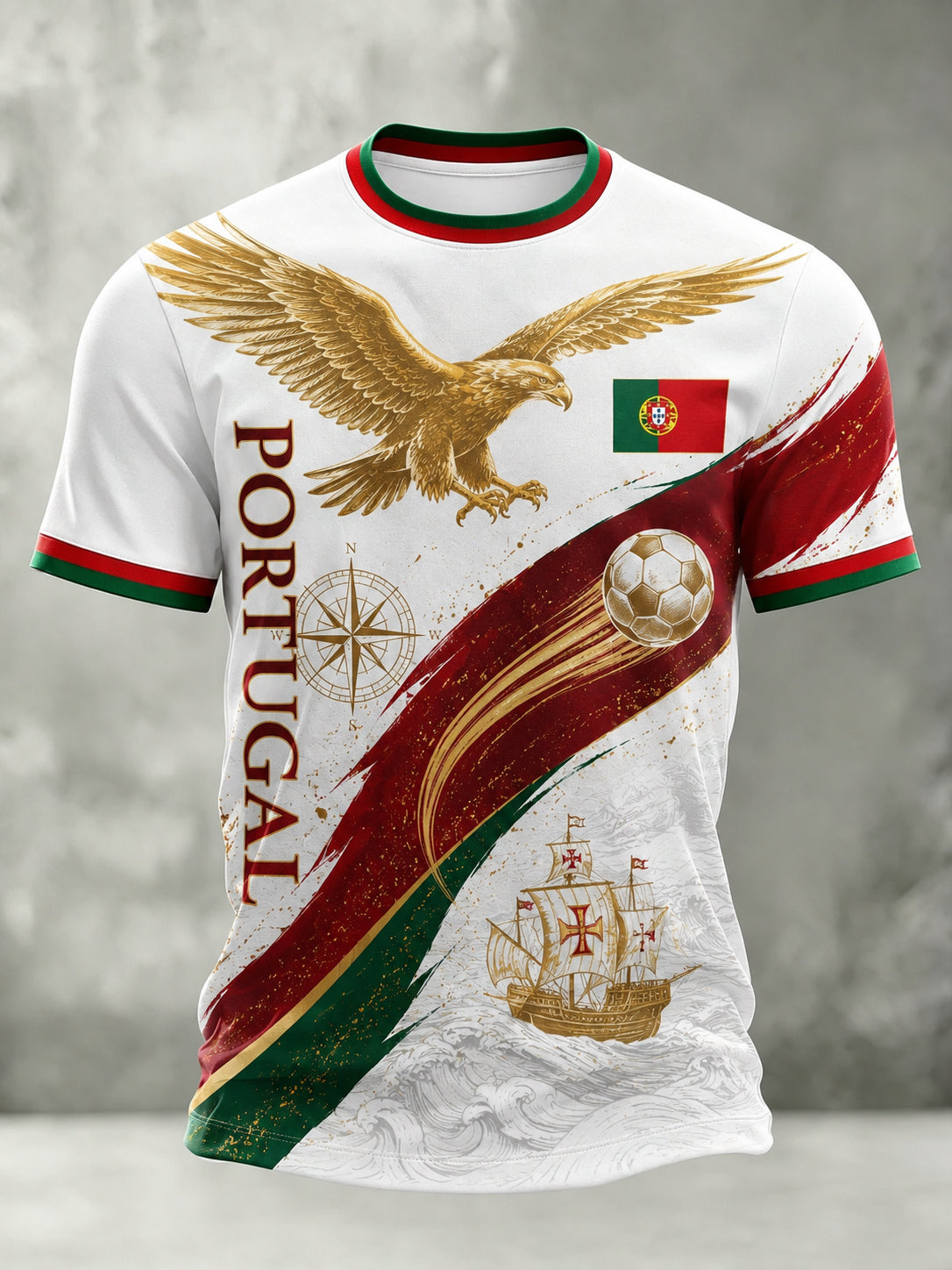 Men's Portugal Football Fan Art Print T-Shirt