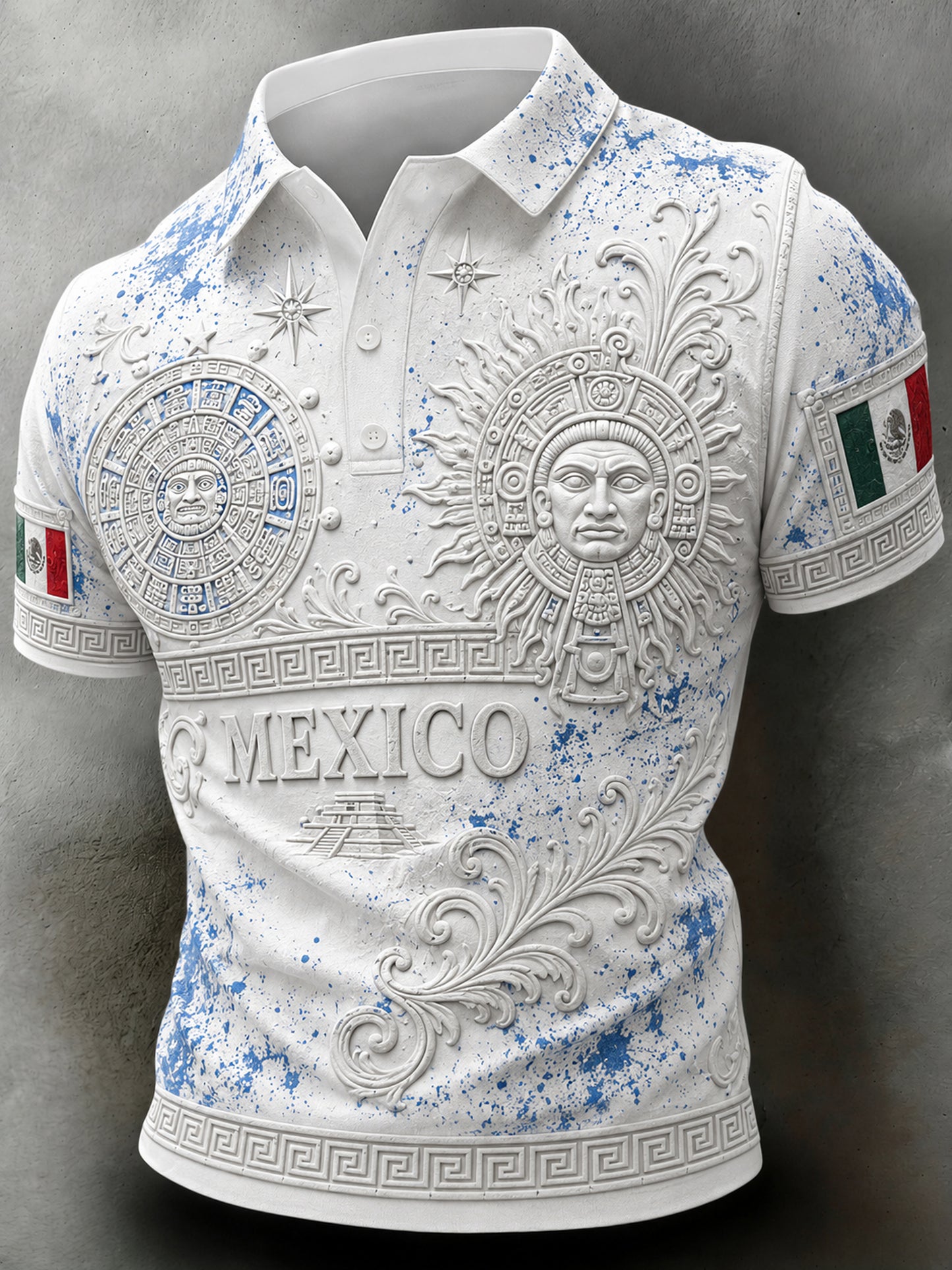 Men's Mexico Football Match Cheering Art Print Polo