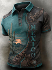 Men's Mexico Football Match Cheering Art Print Polo