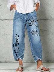 Women's Animal Music Dragonfly Print Trousers