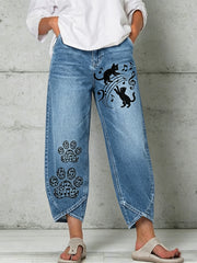 Women's Animal Music Cat Print Trousers