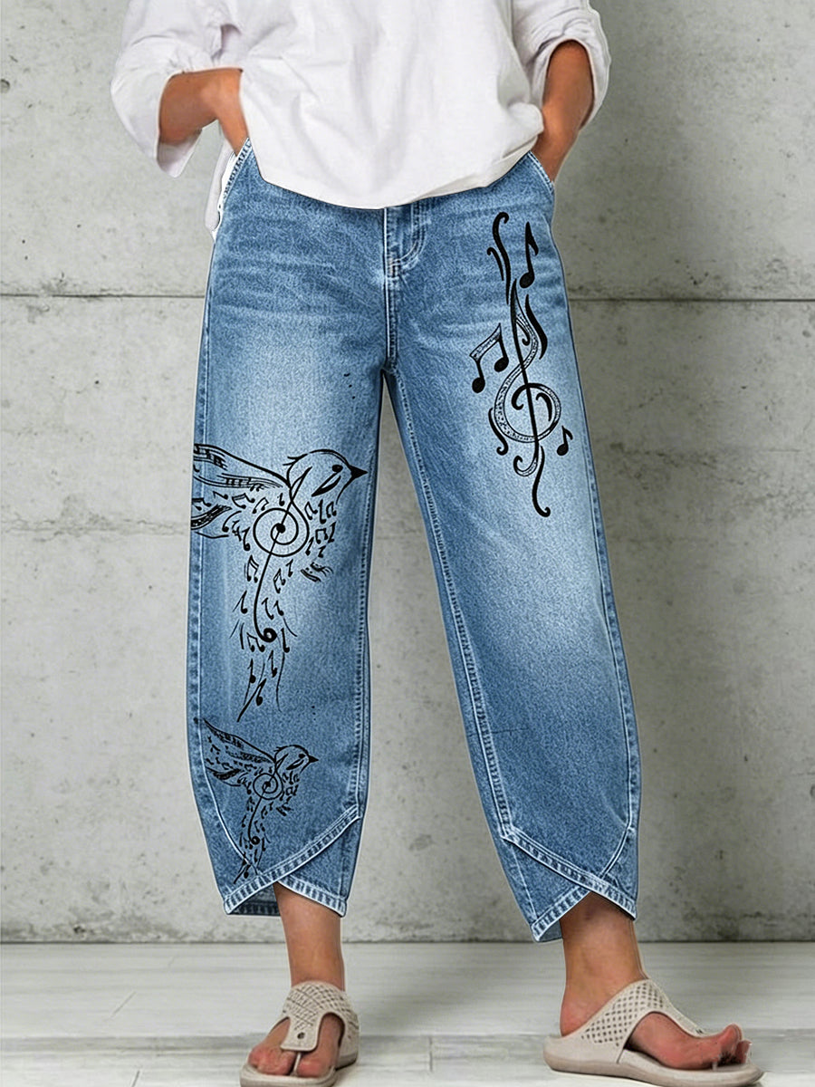 Women's Animal Music Print Trousers