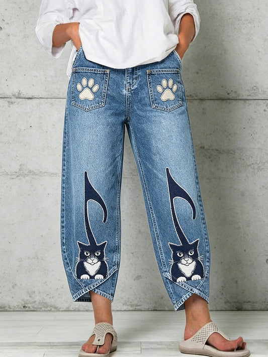 Women's Animal Music Cat Print Trousers