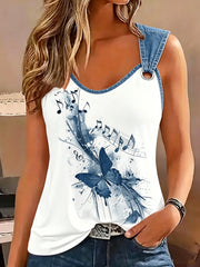 Women's Animal Music Butterfly Print Sleeveless Tank Top