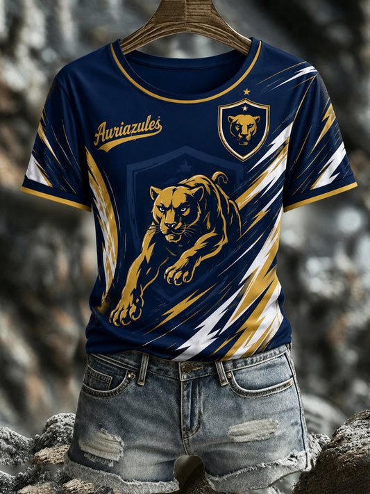 Women's Mexican Pumas Soccer Fan Art Print T-Shirt