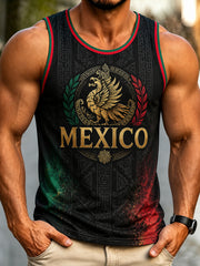 Men's Mexican Football Fan Top with Aztec Totem Art Print