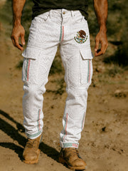 Men's Mexican Football Aztec Totem Art Print Trousers