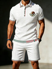 Men's Mexican Football Aztec Totem Art Print Polo Set