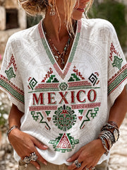 Women's Mexican Football Match Aztec Totem Art Print Top