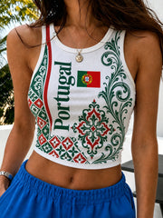 Women's Portugal Football Match Cheering Art Print Tank Top