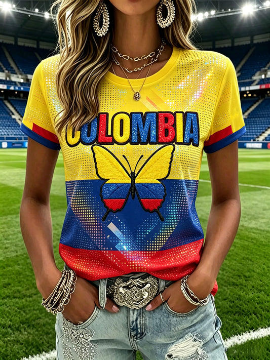 Women's Colombian Football Style Casual T-shirt