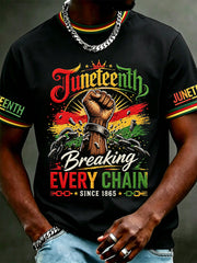 Men's Juneteenth Breaking Every Chain Since 1865 Print Casual Tee