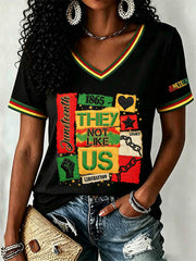 Women's Juneteenth They Not Like Us Since 1865 Print Casual Short Sleeve T-shirt