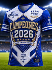 Men's 2026 Campeones Print Casual V-neck T-shirt