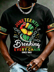 Men's Juneteenth Breaking Every Chain Since 1865 Print Casual Short Sleeve T-shirt