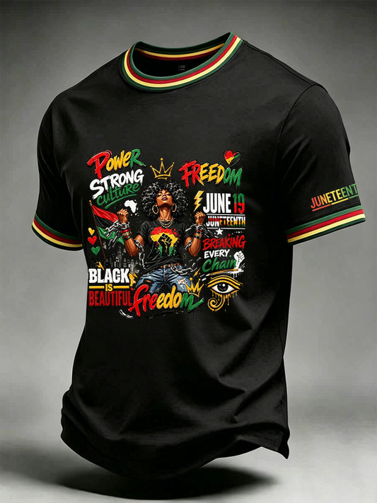 Men's Juneteenth 1865 Print Casual Short Sleeve T-shirt