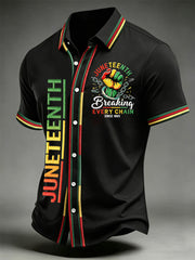Men's Juneteenth Breaking Every Chain Since 1865 Print Casual Short Sleeve Shirt