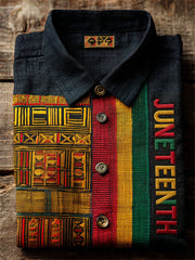 Men's Juneteenth Black Pride Africa Kente Contrast Print Short Sleeve Shirt
