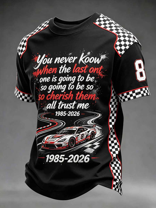 Men's Commemorative Racing Driver Pattern Print Casual T-Shirt