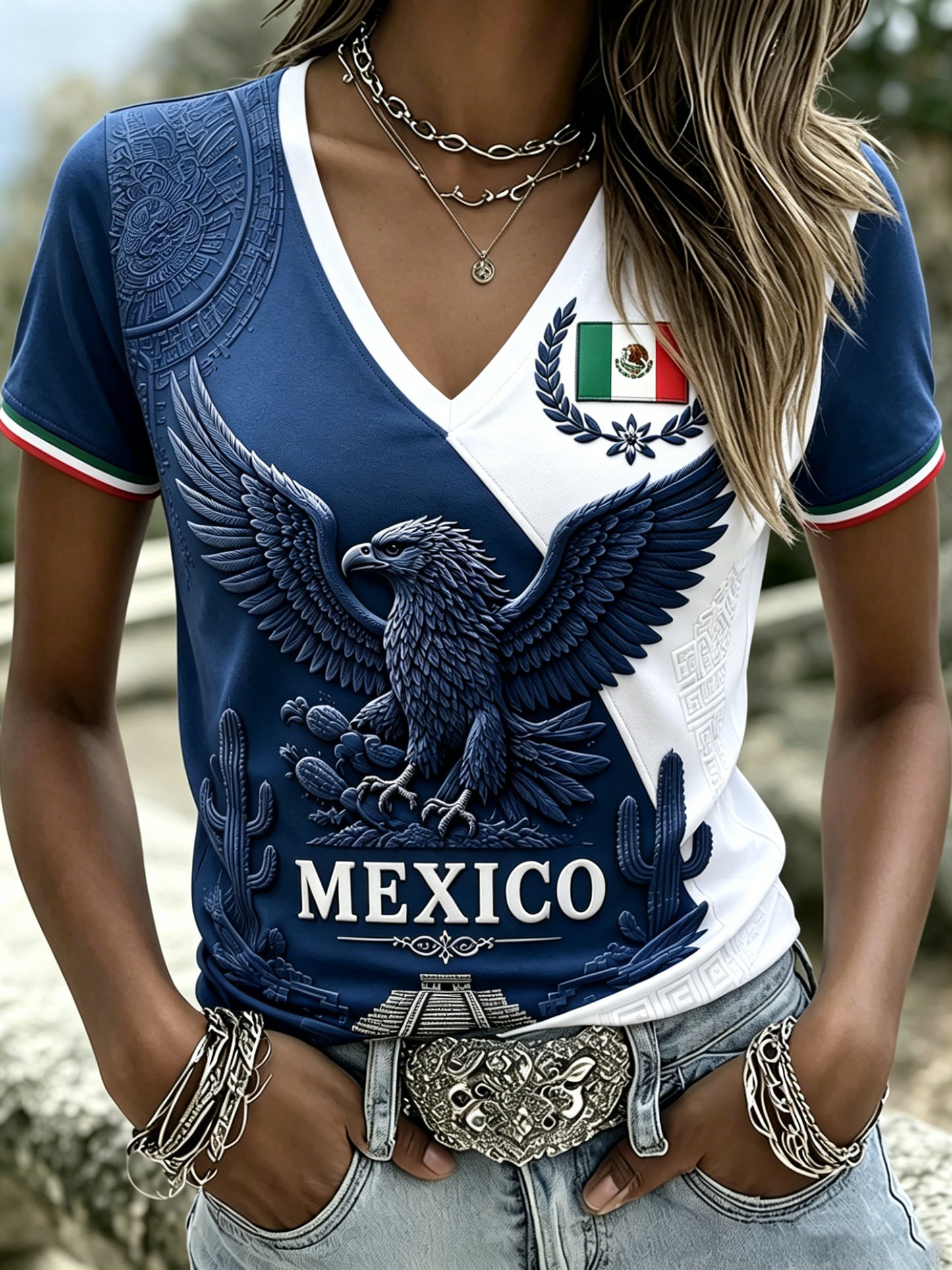 Women's Mexican Soccer Match Cheering Art Print T-Shirt
