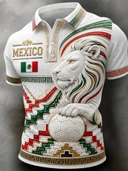 Men's Mexico Football Match Cheering Art Print Polo