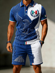 Men's Mexico Football Match Cheering Art Print Polo Set