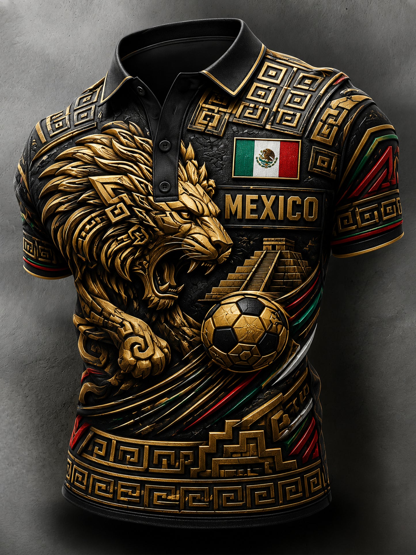 Men's Mexico Football Match Cheering Art Print Polo
