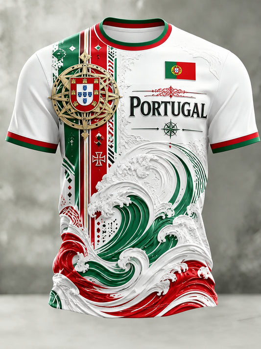 Men's Portugal Football Match Cheering Art Print T-Shirt