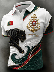 Men's Portugal Football Match Cheering Art Print Polo