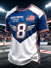 Men's Commemorative Racing Driver Pattern Printed T-Shirt