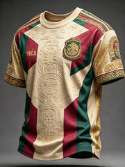 Men's Mexico Football Lover Art Printed T-shirt
