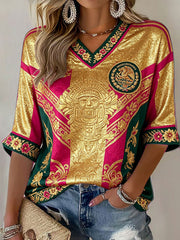 Women's Mexico Football Lover Art Printed T-shirt