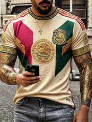 Men's Mexico Football Lover Art Printed T-shirt