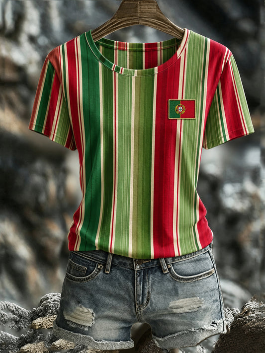 Women's Portugal Football Fan Art Print T-Shirt