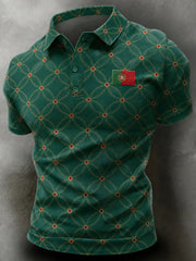 Men's Portugal Football Fan Art-Print Polo Shirt