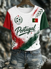 Women's Portugal Football Fan Art Print T-Shirt