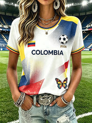 Women's Colombian Football Style Casual T-shirt