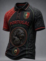 Retro Portugal Football Fan Art Print Casual Jersey