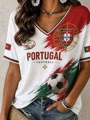 Retro Portugal Football Fan Art Print Casual Jersey