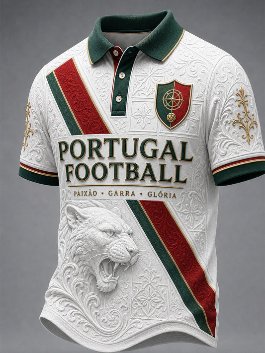 Retro Portugal Football Fan Art Print Casual Jersey