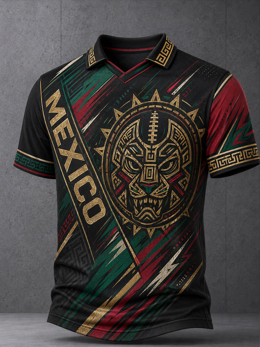Men's Mexican Football Match Cheering Art Print V-Neck Top