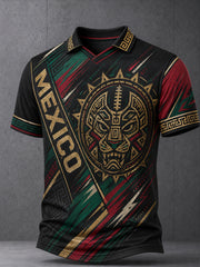 Men's Mexican Football Match Cheering Art Print V-Neck Top