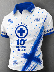Men's Football-Themed Print Celebration Polo Shirt