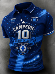 Men's Football-Themed Print Celebration Polo Shirt