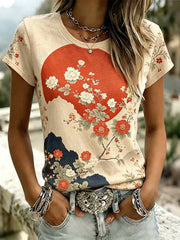 Women's Japanese Art Retro Style Casual Short Sleeve T-shirt