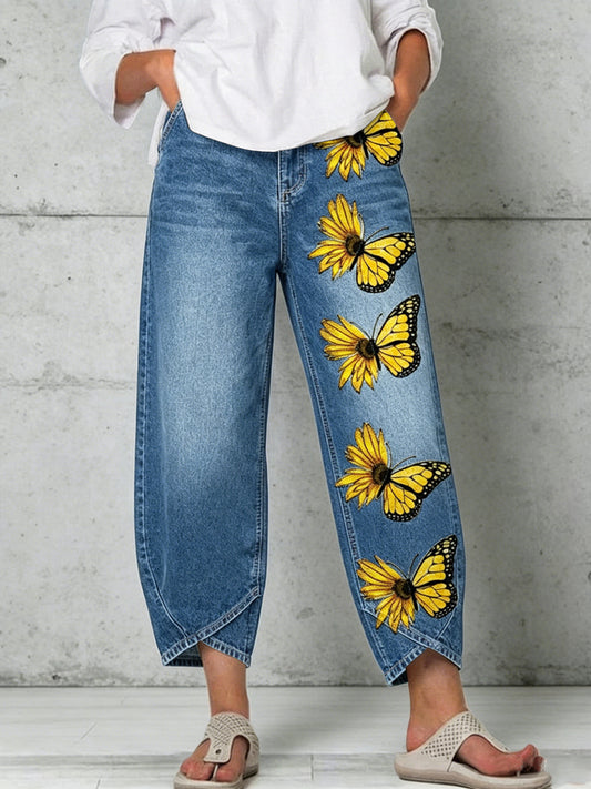 Women's Animal Butterfly Art Print Trousers